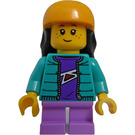 LEGO Skater Girl with Turquoise Jacket and Orange Helmet Minifigure