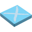 LEGO Sky Blue Tile 2 x 2 with Cross with Groove (3068)