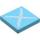 LEGO Sky Blue Tile 2 x 2 with Cross with Groove (3068 / 51361)