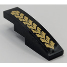 LEGO Slope 1 x 4 Curved with gold chevron on black background Sticker (11153)