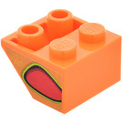 LEGO Helling 2 x 2 (45°) Omgekeerd met Rood Flame-Bubbel (Links) Sticker met platte afstandsring eronder (3660)