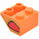 LEGO Pente 2 x 2 (45°) Inversé avec rouge Flame-Bulle (La gauche) Autocollant avec entretoise plate en dessous (3660)