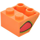 LEGO Pente 2 x 2 (45°) Inversé avec rouge Flame-Bulle (Droite) Autocollant avec entretoise plate en dessous (3660)