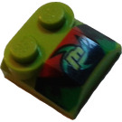 LEGO Steigung 2 x 2 x 0.7 Gebogen mit Lime 'm' ohne gebogenes Ende (41855)