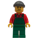 LEGO Snow Plow Driver with Red Shirt, Green Overalls, and Green Legs Minifigure