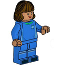 LEGO Voetbal Player, Vrouwelijk, Blauw Uniform,Dark Bruin Haar Minifiguur