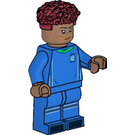 LEGO Voetbal Player, Vrouwelijk, Blauw Uniform, Donkerrood Haar Minifiguur