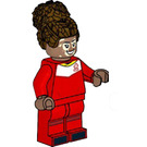 LEGO Soccer Player, Female, Red Uniform, Dark Brown Updo Minifigure