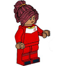 LEGO Voetbal Player, Vrouwelijk, Rood Uniform, Donkerrood Paardenstaart Minifiguur