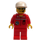 LEGO Spaceport Ground Control Worker with Red Shirt with Shuttle Logo, Red Pants, Glasses, Headset, and White Cap Minifigure