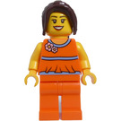 LEGO tilår Time Scene Kvinde med Floral Blouse og Hestehale Minifigur