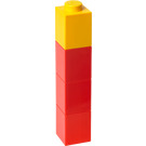 LEGO Vierkant Drinking Fles – Rood met Geel Deksel (5004897)