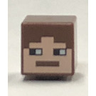 LEGO Vierkant Minifigure Hoofd met Reddish Brown Haar (19729)