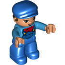LEGO Steam Train Driver with Blue Overalls and Cap Duplo Figure