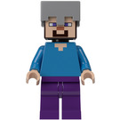 LEGO Steve with Dark Purple Legs and Flat Silver Helmet Minifigure