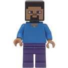 LEGO Steve with Dark Purple Legs and Flesh Face Minifigure