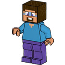 LEGO Steve with Dark Purple Legs and Flesh Face with Dark Azure Minifigure