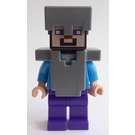 LEGO Steve with Dark Purple Legs with Flat Silver Helmet and Armor Minifigure