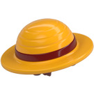 LEGO Straw Hat with Dark Red Band and Dark Red Hair (112400)