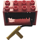 LEGO String Reel 2 x 4 x 2 Holder with Black Drum and Black String 35L with Yellow Hose Nozzle (4209)