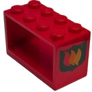 LEGO Draad Reel 2 x 4 x 2 Houder met Flames (Both Zijkanten) (4209 / 82913)