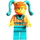 LEGO Stunt Bike Rider, Female with Orange/Turquoise Outfit Minifigure