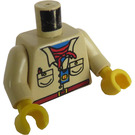 LEGO Zandbruin Adventurers Torso met Safari Shirt met Zandbruin Armen en Geel Handen (973 / 73403)