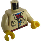 LEGO Zandbruin Adventurers Torso met Safari Shirt met Tan Armen en Geel Handen (973)