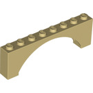 LEGO Tan Arch 1 x 8 x 2 Raised, Thin Top without Reinforced Underside (16577 / 40296)