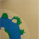 LEGO Beige Grundplatte 32 x 32 Road mit Curve und Blau und Green River