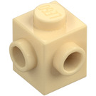 LEGO Beige Klods 1 x 1 med To knops på Adjacent Sider (26604)