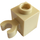 LEGO Beige Kloss 1 x 1 med Vertikal Klips (Åpen 'O' klips, hul knott) (60475 / 65460)