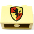 LEGO Beige Backstein 1 x 2 mit Gryffindor (Lion) Schild mit Unterrohr (3004)