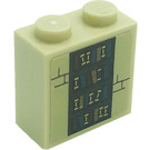 LEGO Zandbruin Steen 1 x 2 x 1.6 met Studs Aan een Kant met Books Aan Bookcase en Bricks Sticker (22885)