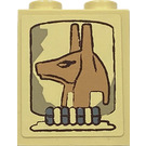 LEGO Tan Brick 1 x 2 x 2 with Anubis Head Pattern Sticker with Inside Stud Holder (3245)