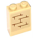 LEGO Beige Backstein 1 x 2 x 2 mit Backstein Muster Aufkleber mit Innenbolzenhalter (3245)