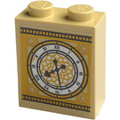 LEGO Tan Brick 1 x 2 x 2 with Clock 43220 Sticker with Inside Stud Holder (3245)