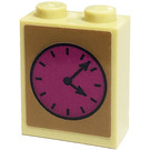 LEGO Tan Brick 1 x 2 x 2 with Clock Sticker with Inside Stud Holder (3245)