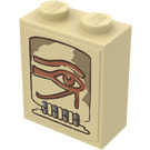 LEGO Zandbruin Steen 1 x 2 x 2 met Eye of Horus Patroon Sticker met Stud houder aan de binnenzijde (3245)