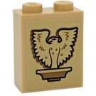 LEGO Tan Brick 1 x 2 x 2 with Open Wings Owl Sticker with Inside Stud Holder (3245)