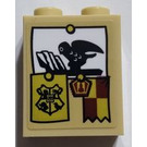 LEGO Beige Backstein 1 x 2 x 2 mit Eule, Hogwarts und Gryffindor Crests Aufkleber mit Innenbolzenhalter (3245)