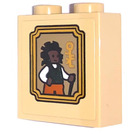 LEGO Zandbruin Steen 1 x 2 x 2 met Picture of Wizard met Zwart Haar Sticker met Stud houder aan de binnenzijde (3245)