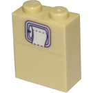 LEGO Tan Brick 1 x 2 x 2 with Toilet Paper Sticker with Inside Stud Holder (3245)