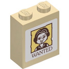 LEGO Zandbruin Steen 1 x 2 x 2 met WANTED Poster Sticker met Stud houder aan de binnenzijde (3245)