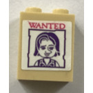 LEGO Tan Brick 1 x 2 x 2 with Wanted Poster Sticker with Inside Stud Holder (3245)