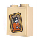 LEGO Zandbruin Steen 1 x 2 x 2 met Witch met Glasses Sticker met Stud houder aan de binnenzijde (3245)