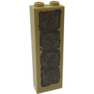 LEGO bronzer Brique 1 x 2 x 5 avec Aztec Carvings Autocollant avec une encoche pour tenon (2454 / 35274)