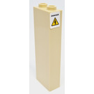 LEGO Tan Brick 1 x 2 x 5 with Electricity Danger Sign Sticker with Stud Holder (2454)