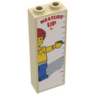 LEGO Zandbruin Steen 1 x 2 x 5 met Height Chart en 'MEASURE Omhoog' Sticker