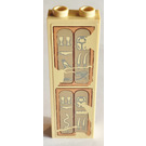 LEGO Tan Brick 1 x 2 x 5 with Hieroglyphs, Glasses and Scarab on Top Sticker with Stud Holder (2454 / 35274)